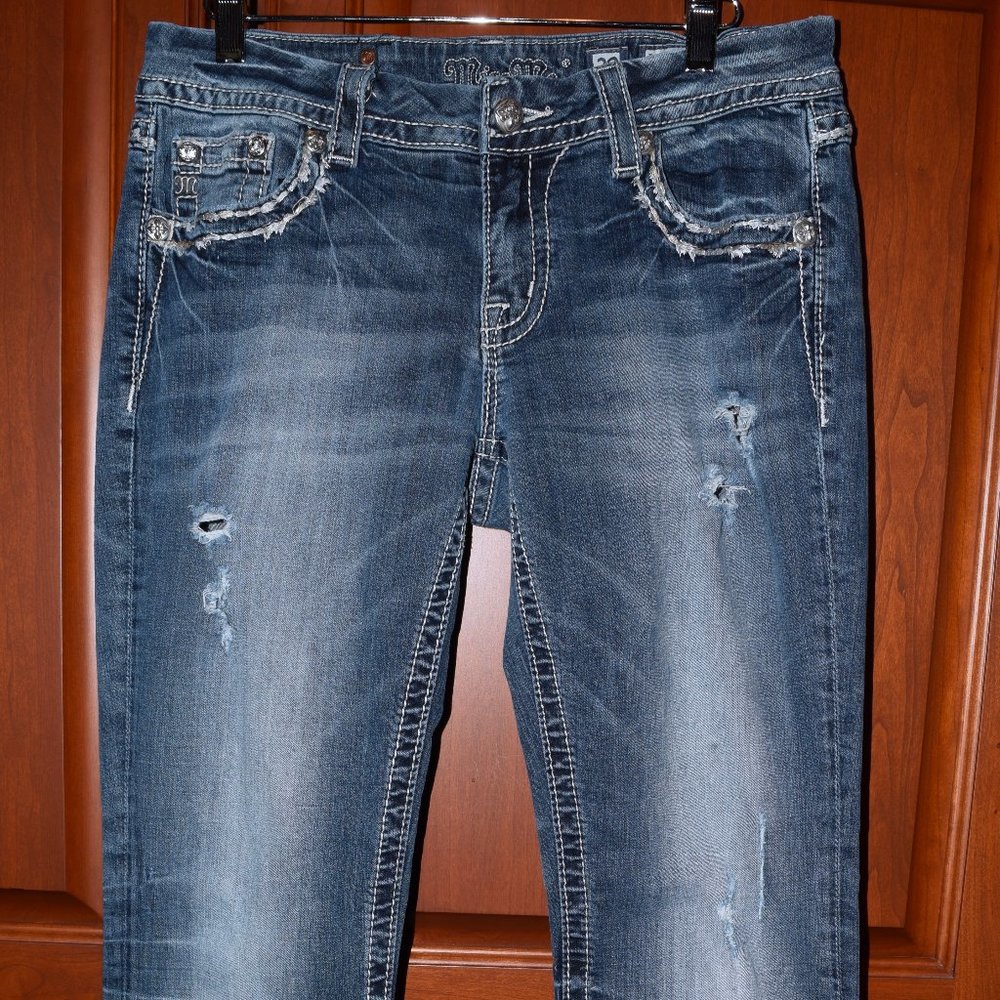 Miss Me Easy Boot Stretch Distressed Jeans  29x31